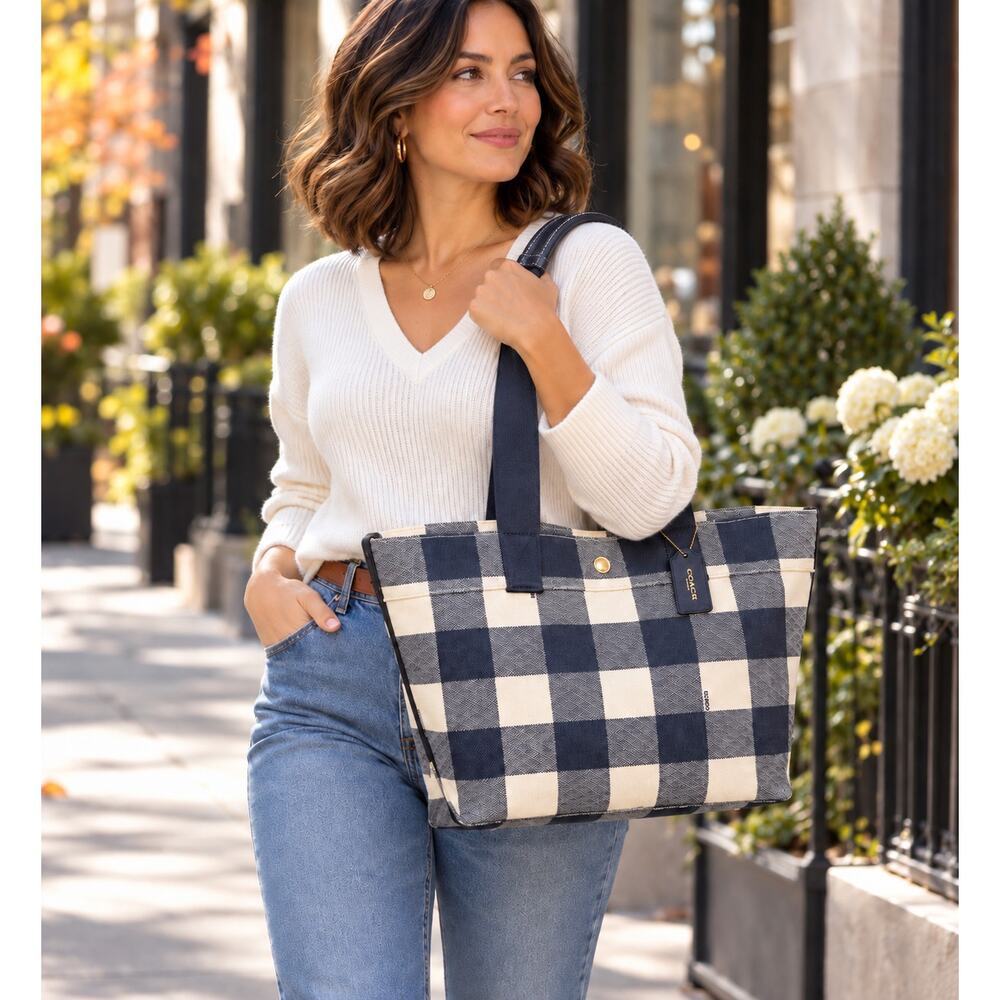 Coach F25919 Buffalo Plaid Canvas Tote Bag & F26620 Large Wristlet - Picture 14 of 14